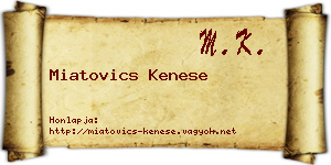 Miatovics Kenese névjegykártya